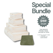 Load image into Gallery viewer, The Basics Travel Bundle (Natural / Moss Green)