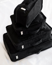 Load image into Gallery viewer, Organic Cotton Travel Packing Cubes 4 Pce Set - Black