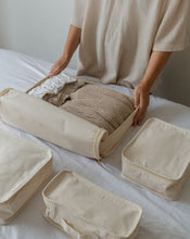 Load image into Gallery viewer, Organic Cotton Travel Packing Cubes 4 Pce Set - Natural