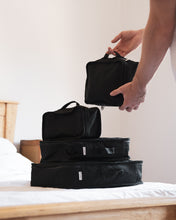 Load image into Gallery viewer, Organic Cotton Travel Packing Cubes 4 Pce Set - Black