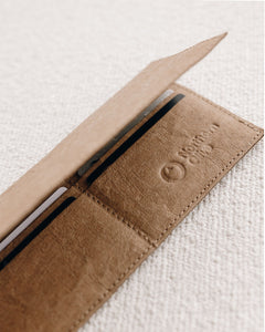 Northern Olive Brown wallet made from eco friendly material Texon Vogue with credit cards inside 