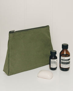 Hand Woven Toiletry Bag | Natural & Sage Canvas