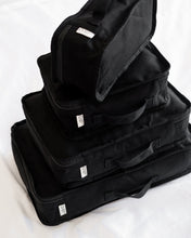 Load image into Gallery viewer, Organic Cotton Travel Packing Cubes 4 Pce Set - Black
